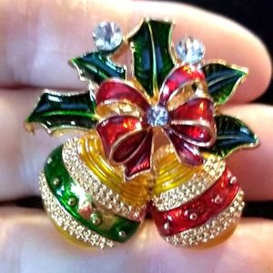 Christmas Balls with Bow and Holly Brooch.